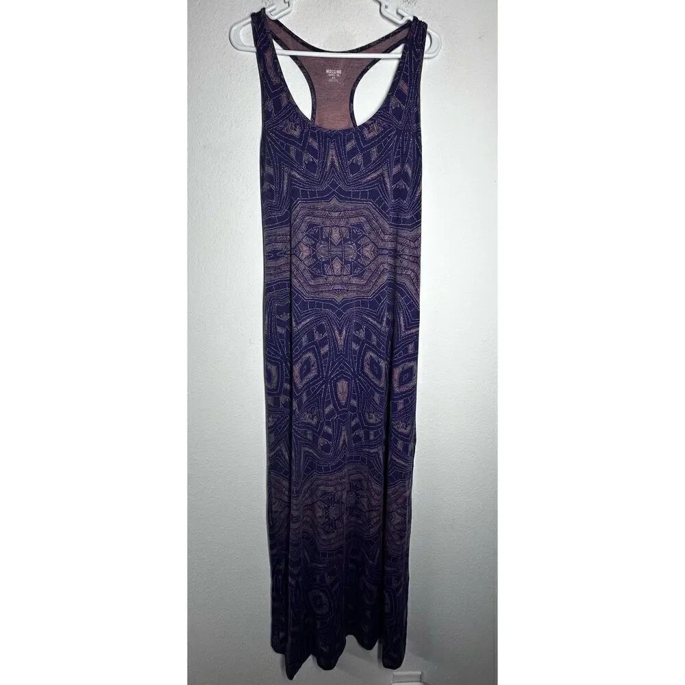 Mossimo Supply Purple Pink Geometric Pattern Gothic Maxi Dress Women's Size M